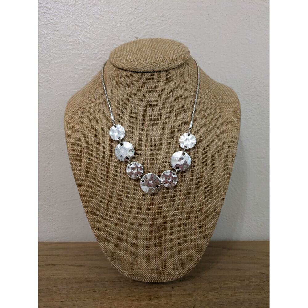 Swarovski Silver Tone Disc Statement Necklace